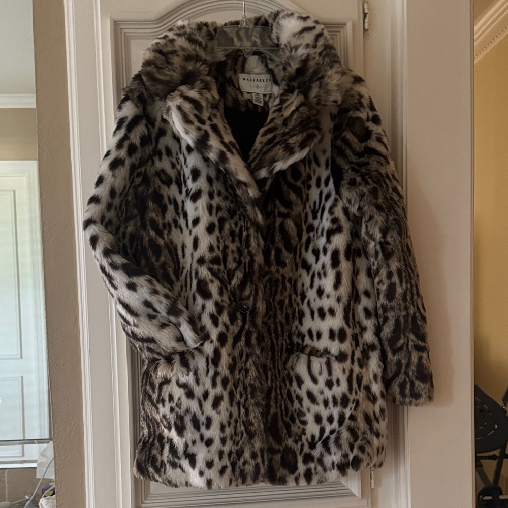 Anthropologie Black and White Faux Fur Teddy Jacket